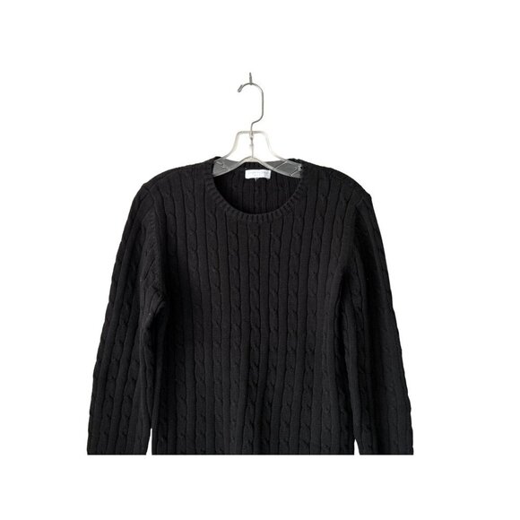 Charter Club Cable Knit All Over 100% Cotton Pullover Crewneck Black Size Med - Picture 2 of 6